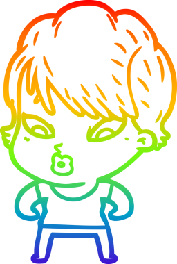 gökkuşağı gradyan çizimi bir insan tarafından çizilmiş bir karikatür kadın