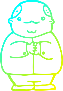 Bir insan tarafından çizilmiş kelleşen bir adamın soğuk çizgi çizimi.