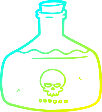 Bir insan tarafından çizilmiş bir karikatür şişesinin soğuk gradyan çizimi.