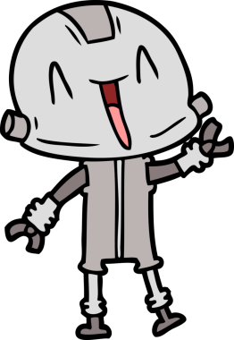 Bir insan tarafından çizilmiş çizgi film robotu