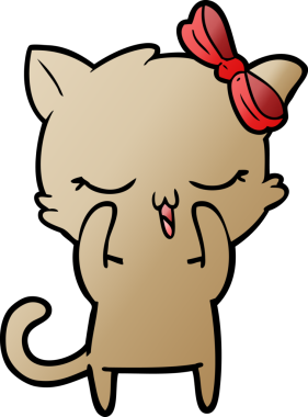 Bir insan tarafından çizilmiş kafasında yay olan çizgi film kedisi.