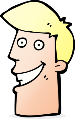 Bir insan tarafından çizilmiş sırıtan bir çizgi film adamı.