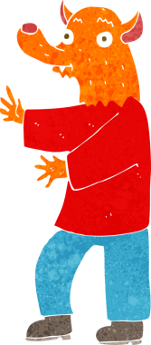 Bir insan tarafından çizilmiş tilki adam.