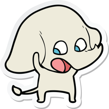 Bir insan tarafından çizilmiş şirin bir fil çıkartması.