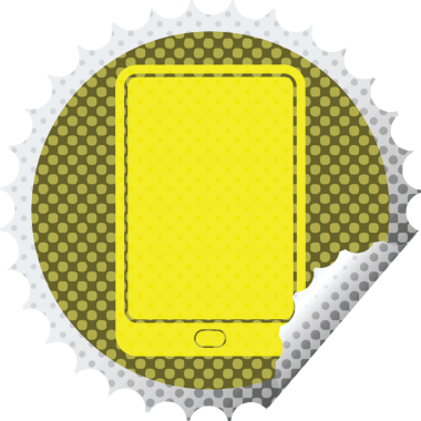 tablet bilgisayar vektör illüstrasyonu bir insan tarafından çizilmiş dairesel soyma etiketi