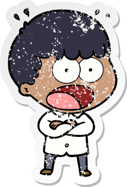 Bir insan tarafından çizilen şok olmuş bir adamın karikatür çıkartması.