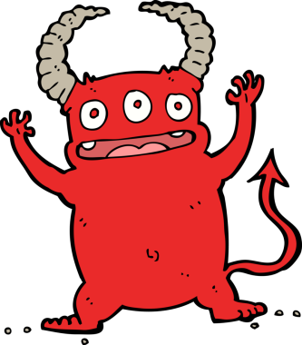 Bir insan tarafından çizilmiş küçük şeytan.