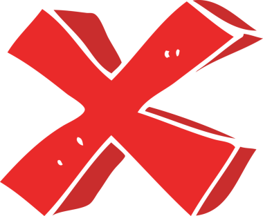 Bir insan tarafından çizilen negatif x sembolünün düz renk çizimi