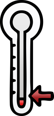 Bir insan tarafından çizilmiş soğuk termometrenin gölgelenmiş karikatürü