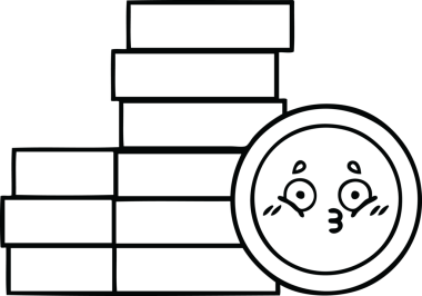 Bir insan tarafından çizilmiş bozuk paraların çizgi çizimi