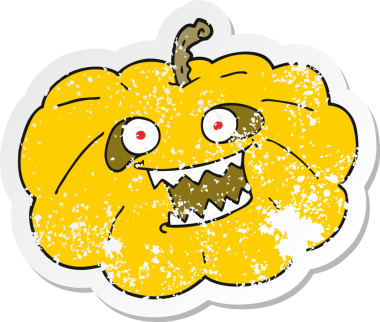 Bir insan tarafından çizilmiş bir cadılar bayramı balkabağının gerilimli yapıştırması.