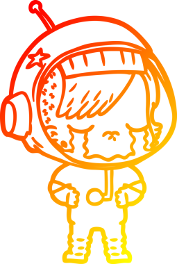 Bir insan tarafından çizilmiş, ağlayan astronot bir kızın sıcak çizgi çizimi