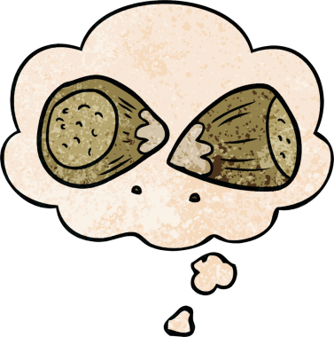 Düşünce baloncuklu çizgi film fındıkları. Bir insan tarafından çizilmiş grunge desen tarzı.