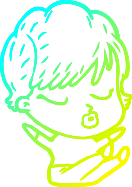 Bir insan tarafından çizilmiş gözleri olan bir karikatür kadın çizimi