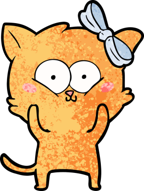 Bir insan tarafından çizilmiş çizgi film kedisi.