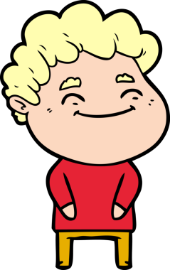 Bir insan tarafından çizilmiş çizgi film dostu bir adam.