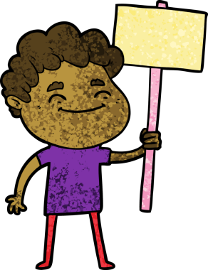 Bir insan tarafından çizilmiş çizgi film dostu bir adam.