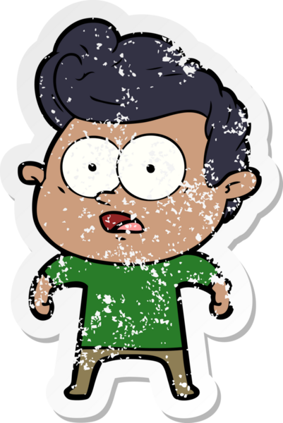 Bir insan tarafından çizilmiş, kederli bir çizgi film çıkartması.