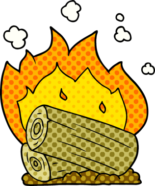 bir insan tarafından çizilmiş karikatür kamp ateşi