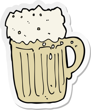 Bir insan tarafından çizilmiş bira bardağının çıkartması.