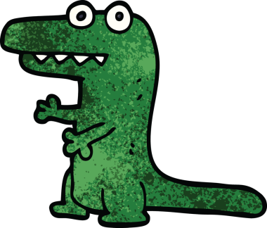 Bir insan tarafından çizilmiş çılgın timsah.