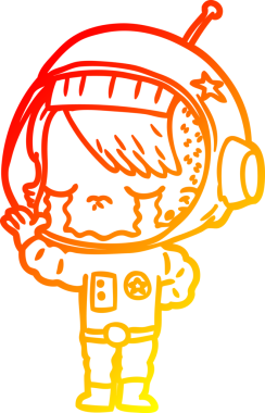 Bir insan tarafından çizilmiş, ağlayan astronot bir kızın sıcak çizgi çizimi