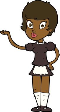 Bir insan tarafından çizilmiş çizgi film garsonu.