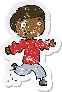 Bir insan tarafından çizilmiş heyecanlı bir çizgi filmin gerilimli çıkartması.