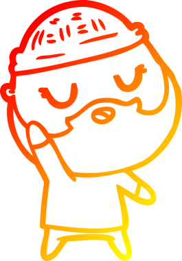 Bir insan tarafından çizilmiş sakallı sevimli bir adamın sıcak çizgi çizimi.