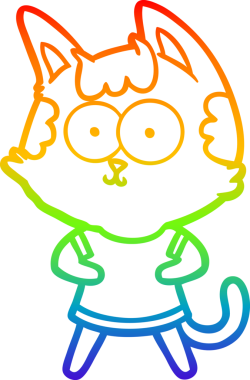 gökkuşağı gradyan çizimi mutlu çizgi film kedisi bir insan tarafından çizildi