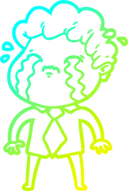 Bir insan tarafından çizilmiş ağlayan bir çizgi film karakteri çizimi.