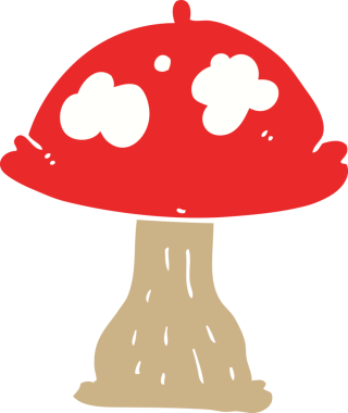 Bir insan tarafından çizilmiş düz renkli çizgi film mantarı