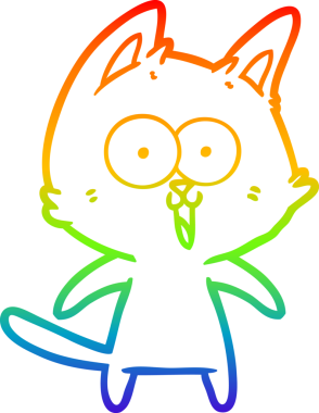 gökkuşağı gradyan çizimi bir insan tarafından çizilmiş komik bir çizgi film kedisi