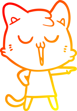 Bir insan tarafından çizilmiş çizgi film kedisinin sıcak çizgi çizimi