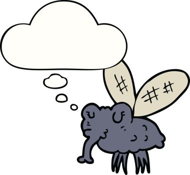 Bir insan tarafından çizilmiş düşünce baloncuğu olan karikatür.