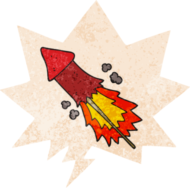 grunge 'da konuşma baloncuğu olan karikatür havai fişekleri bir insan tarafından çizilmiş tedirgin geçmiş dokuma tarzı