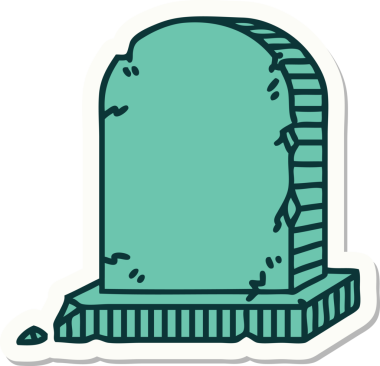 Bir insan tarafından çizilmiş bir mezar taşının geleneksel stiliyle dövme çıkartması.