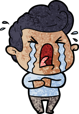 Bir insan tarafından çizilmiş ağlayan bir karikatür.