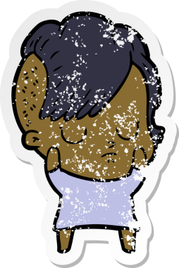 Bir insan tarafından çizilmiş karikatür bir kadının sıkıntılı çıkartması.