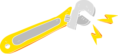 Bir insan tarafından çizilen ayarlanabilir anahtarın düz renk çizimi