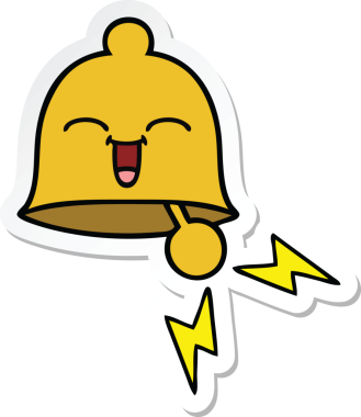 Bir insan tarafından çizilmiş sevimli bir karikatür zili çıkartması.