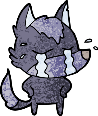 Bir insan tarafından çizilmiş ağlayan kurt çizgi filmi.