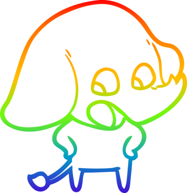 Gökkuşağı gradyan çizgisi bir insan tarafından çizilmiş şirin bir fil çizimi