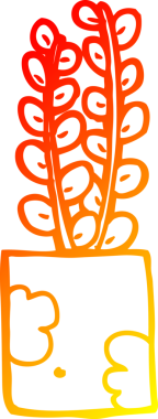 Bir insan tarafından çizilmiş karikatür bitkisinin sıcak gradyan çizimi