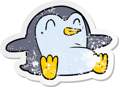 Bir insan tarafından çizilmiş karikatür pengueninin sıkıntılı çıkartması.