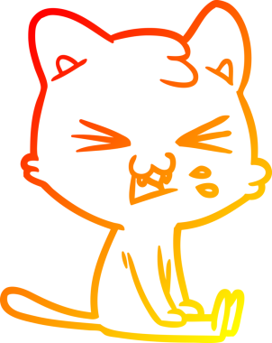 Bir insan tarafından çizilmiş çizgi film kedisinin sıcak çizgi çizimi