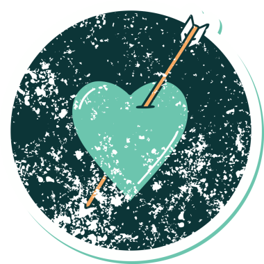 Bir insan tarafından çizilmiş ok ve kalbin sembolik depresif dövme görüntüsü