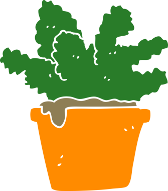 Bir insan tarafından çizilmiş düz renkli karikatür ev bitkisi