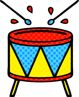 Bir insan tarafından çizilmiş davulun karikatürü.