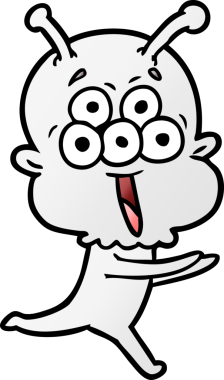 Bir insan tarafından çizilen mutlu uzaylı çizgi filmi.